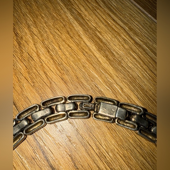 Vintage Ciner Panther Link Gold Plated Necklace Chunky Choker - Picture 4 of 4